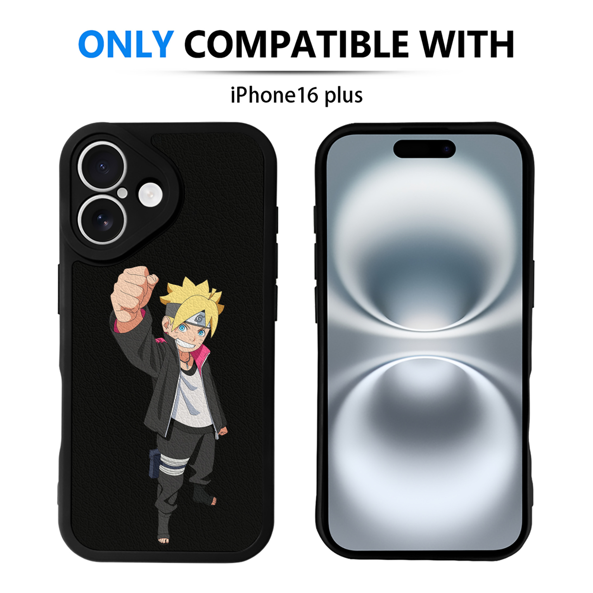 （画像用） NARUTO -ナルト- うずまき ボルト Uzumaki Boruto 【iPhone 16シリーズ対応】シリコンスマホケース（レザー調） 材質：シリコン